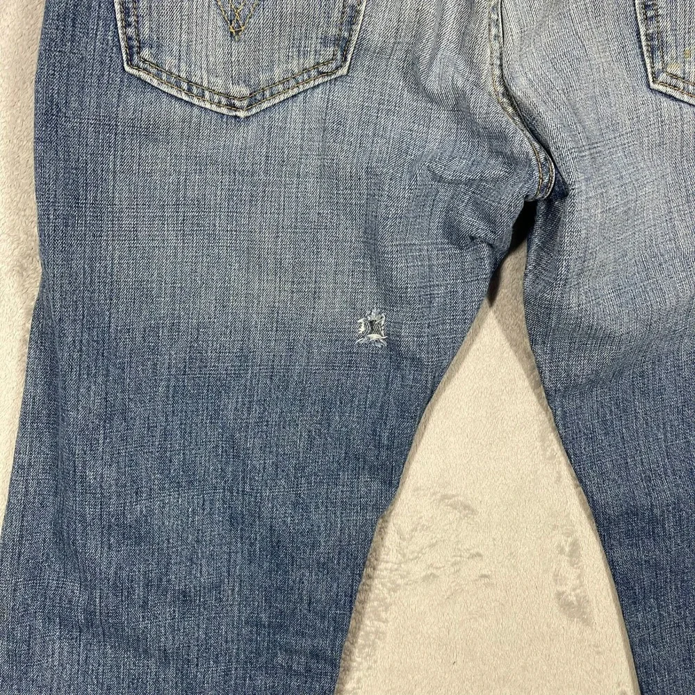 Levi's 501 Jeans Mens 36(35)x31 Blue Straight‎ Leg Button Fly Distressed Denim